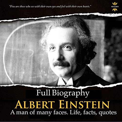 Diseño de la portada del título Albert Einstein: Full Biography: A Man of Many Faces, Life, Facts, Quotes