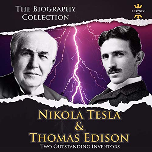 Diseño de la portada del título The Entire Life Story of Tesla & Edison: Giants of Electrical Engineering