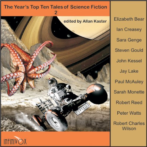 Diseño de la portada del título The Year's Top Ten Tales of Science Fiction 2