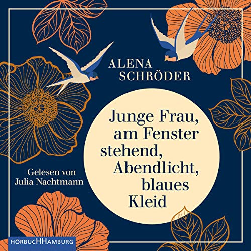 Junge Frau, am Fenster stehend, Abendlicht, blaues Kleid cover art