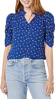 Image of Amazon Essentials Blusa Ligera en Tejido Georgette de Media Manga con Volante Mujer