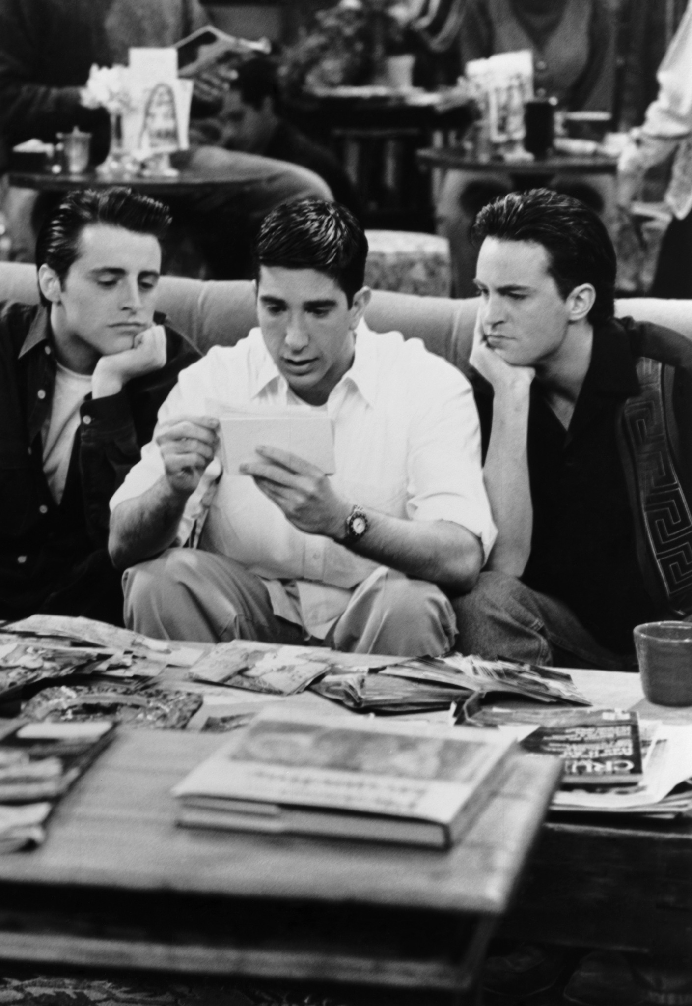 Matt LeBlanc, Matthew Perry, and David Schwimmer in Friends (1994)