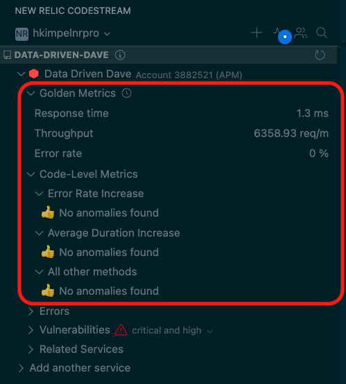 codestream shift-left code-level metrics no anomalies