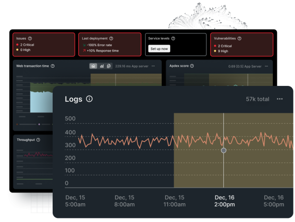 APM screen showing associated logs