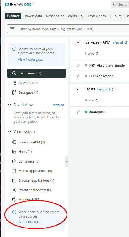 Add more data link circled in lefthand pane.