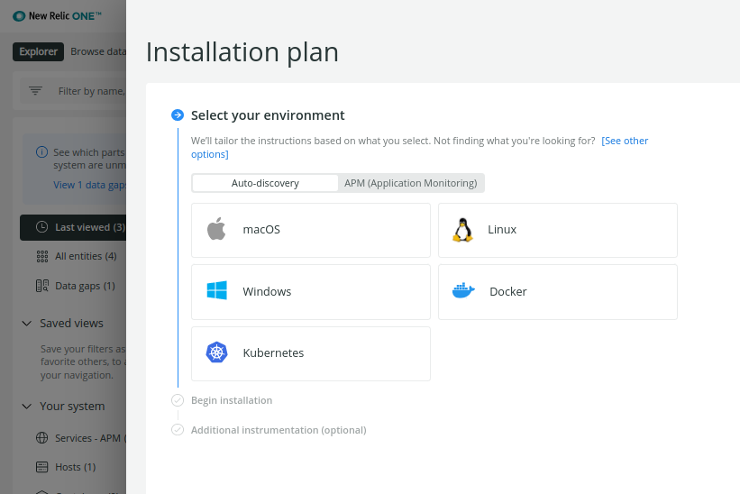 Installation plan shows different operating system environments you can select.