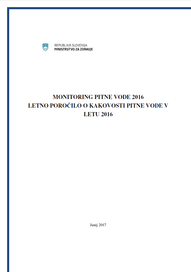 Letno poročilo o kakovosti pitne vode v Sloveniji 2016