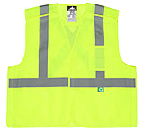 Image of MCR Safety Hi Vis Reflective Safety Vest, ANSI Type R Class 2, Mesh with 2in Silver Stripes, Five Point Break Away Design