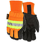 Image of MCR Safety Luminator Leather Drivers Insulated Work Gloves, Premium Grain Pigskin Leather Palm and Hi-Vis Back, Thermosock Lined and Wing Thumb