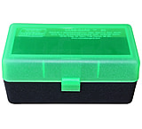 MTM Case-Gard 50 Flip Top Rifle Ammo Box For WSM And 45-70 Mechanical Hinge, Clear Green/Black, RMLD-50-16T