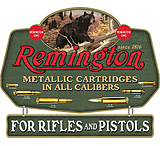 Image of Open Road Brands Linked Emb Tin Sign Remington Bear/bullet