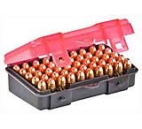 Plano 50 Round Small Ammo Storage Case fits 9mm/.380 Auto, Dark Gray/Transparent Rose, 122450