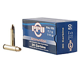 PPU Standard Rifle .30 Carbine 110 Grain Full Metal Jacket Brass Cased Rifle Ammo, 50 Rounds, PP30F