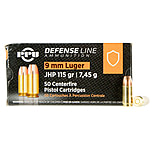 Image of PPU Defense 9mm Luger 115 Grain Jacketed Hollow Point Brass Cased Pistol Ammunition