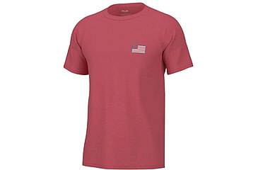 Image of HUK Performance Fishing Huk And Bars Short Sleeve Shirt - Men's, Sunwashed Red, Medium, H1000431-620-M