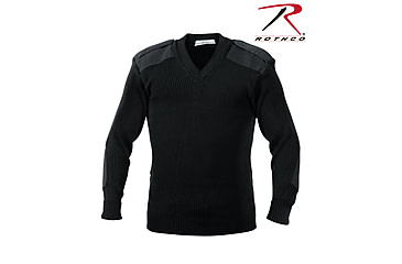 Image of Rothco G.I. Style Acrylic V-Neck Sweater, Black, Extra Small, 6345-Black-XS