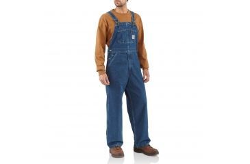 Image of Carhartt Washed Denim Bib Overall for Mens, Darkstone, 32/28 R07-DST-28-32