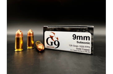 Image of G9 Defense 9mm 126 Grain Subsonic Woodsman Brass Cased Pistol Ammo, 20 Rounds, E-9MM-126A