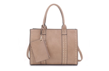 Image of Jessie &amp; James Kate Concealed Carry Lock and Key Satchel with Coin Pouch CCW Handbag, Beige, AMC4032L BG