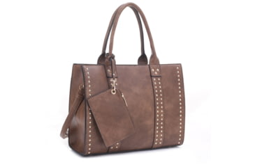 Image of Jessie &amp; James Kate Concealed Carry Lock and Key Satchel with Coin Pouch CCW Handbag, Brown, AMC4032L BR