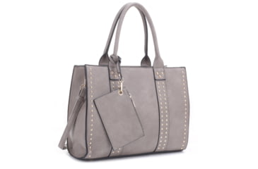 Image of Jessie &amp; James Kate Concealed Carry Lock and Key Satchel with Coin Pouch CCW Handbag, Grey, AMC4032L GY