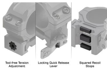 Image of Leapers UTG ACCU-SYNC QR Scope Rings, 1in, Low Profile, Picatinny, Black, AQR110