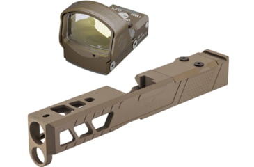 Image of Leupold DeltaPoint Pro 6 MOA Dot Red Dot Sight, Flat Dark Earth and TRYBE Defense Pistol Slide, Glock 19, Gen 5, DeltaPoint Pro Cut, Version 2, FDE Cerakote