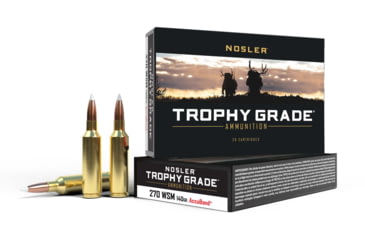 Image of Nosler Trophy Grade .270 Winchester Short Magnum 140 Grain Nosler AccuBond Brass Cased Centerfire Rifle Ammo, 20 Rounds, 60030