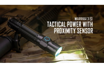 Image of Olight Warrior 3S Rechargeable Tactical LED Flashlight, White, 2300 Lumens, Black, FL-OL-WARRIOR3S-BK