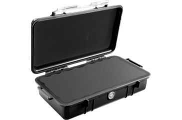 Image of Pelican 1060 Micro Water/Crushproof Dry Box, 9.37x5.56x2.62in - Solid Black w/Carabiner