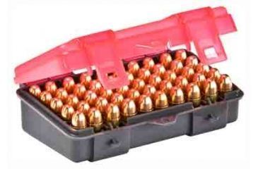 Image of Plano 50 Round Small Ammo Storage Case fits 9mm/.380 Auto, Dark Gray/Transparent Rose, 122450