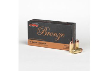 Image of PMC Ammunition Bronze, .40 S&amp;W, 180 Grain, FMJFN, Brass Case, Centerfire Pistol Ammo, 50 Rounds Box, 40E