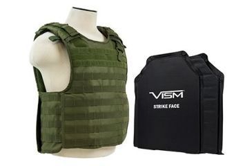 Image of Vism 2964 Series Quick Release Plate Carrier includes two of the Larger BSC1114 Soft Ballistic Panels, Green BSLCVPCVQR2964G-A