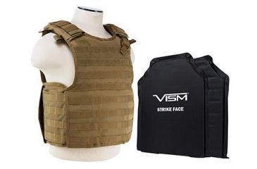 Image of Vism 2964 Series Quick Release Plate Carrier includes two of the Larger BSC1114 Soft Ballistic Panels, Tan BSLCVPCVQR2964T-A