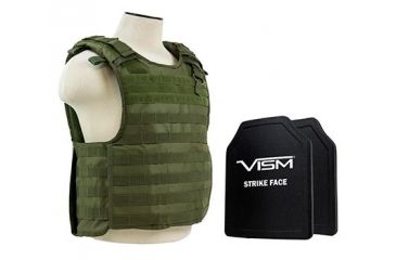 Image of Vism 2964 Series Quick Release Plate Carrier includes two BPC1012 PE Ballistic Hard Plates, Green BPCVPCVQR2964G-A