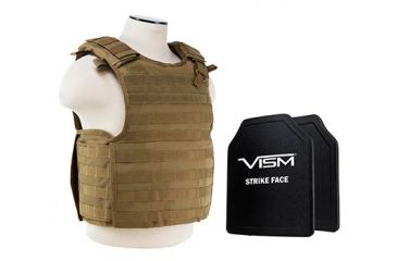 Image of Vism 2964 Series Quick Release Plate Carrier includes two BPC1012 PE Ballistic Hard Plates, Tan BPCVPCVQR2964T-A