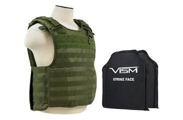 Image of Vism 2964 Series Quick Release Plate Carrier includes two BSC1012 Ballistic Soft Panels, Green BSCVPCVQR2964G-A