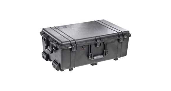 Image of Pelican 1650 Large Crushproof Wheeled Dry Case, 30.75x20.5x11.6in, Silver w/ Liner &amp; Foam, 1650-020-180