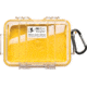 Pelican 1020 Micro Watertight Dry Box, 6.37x4.75x2.12in, Clear Yellow w/Carabiner, 1020-027-100