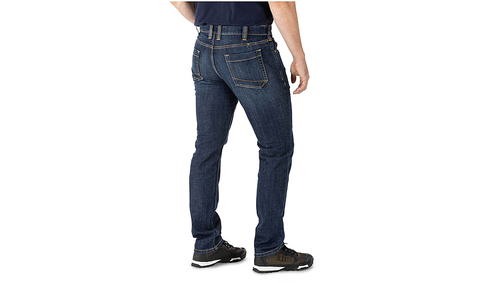 5.11 Tactical Defender Flex Slim Jeans - Mens, W38, L36, Stone Wash Indigo, 74465-648-38-36