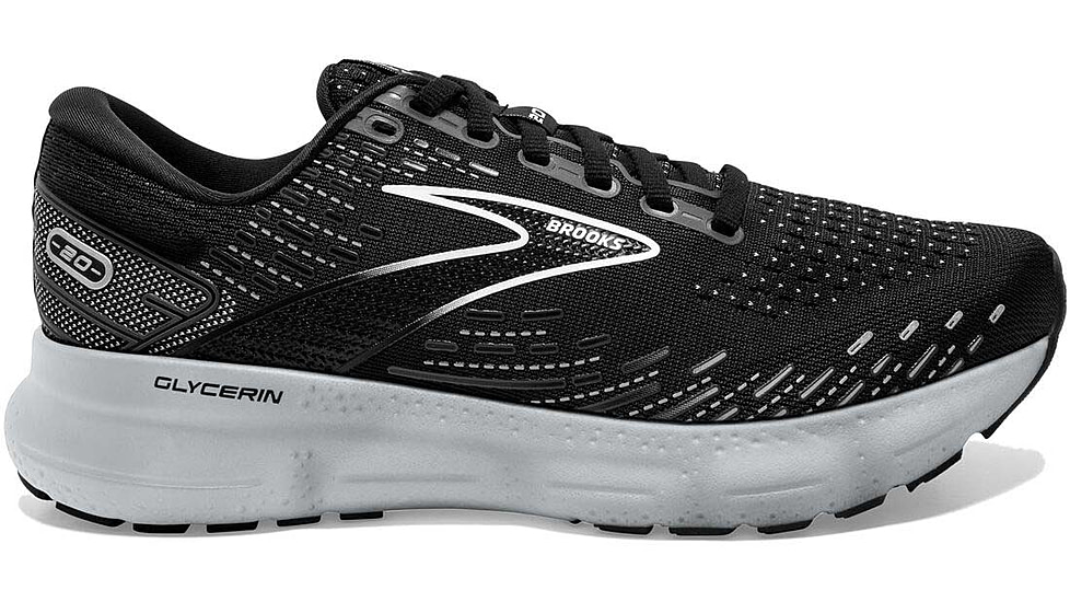 Brooks Glycerin 20 Running Shoes - Womens, Medium, Black/White/Alloy, 8.5, 1203691B059.085