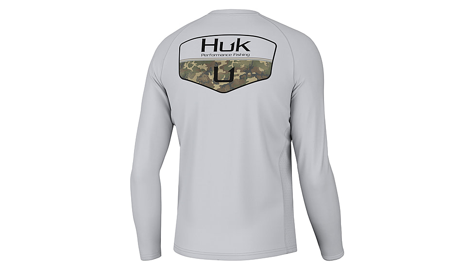 HUK Performance Fishing Camo Badge Pursuit Crew - Mens, Harbor Mist, XL, H1200613-034-XL