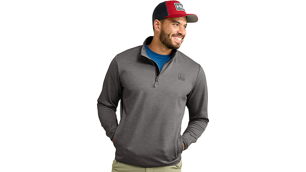 HUK Performance Fishing Cold Front 1/4 Zip Pullover - Mens, Volc Ash Hthr, Large, H1300098-015-L