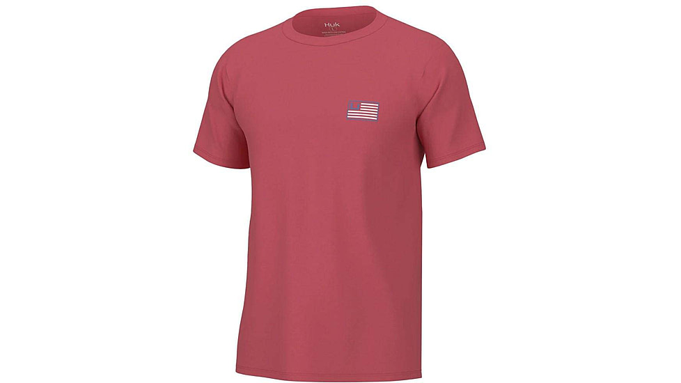 HUK Performance Fishing Huk And Bars Short Sleeve Shirt - Men's, Sunwashed Red, Medium, H1000431-620-M