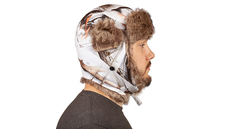 Huntworth Blackfoot Waterproof Thinsulate Insulated Faux Fur Camo Trapper Hat - Mens, Snow Camo, Medium, E-5536-20SCB-M