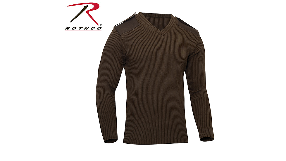 Rothco G.I. Style Acrylic V-Neck Sweater, Brown, M, 6345-Brown-M