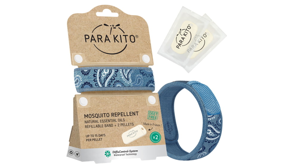 Parakito Mosquito Repellent Wristband w/ 2 Refills, Blue Jeans, One Size, LTPWB2G16