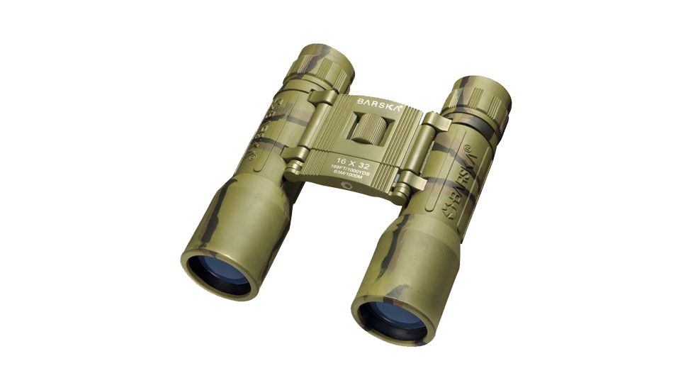 Barska 16x32 Lucid View Compact Roof Prism Binoculars, Camo, Clam Pack AB10122