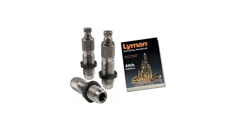 Lyman 380 Auto Carbide 3 Die Set w/ Lyman 49th Edition Reloading Handbook, Soft Cover 7680112-KIT1