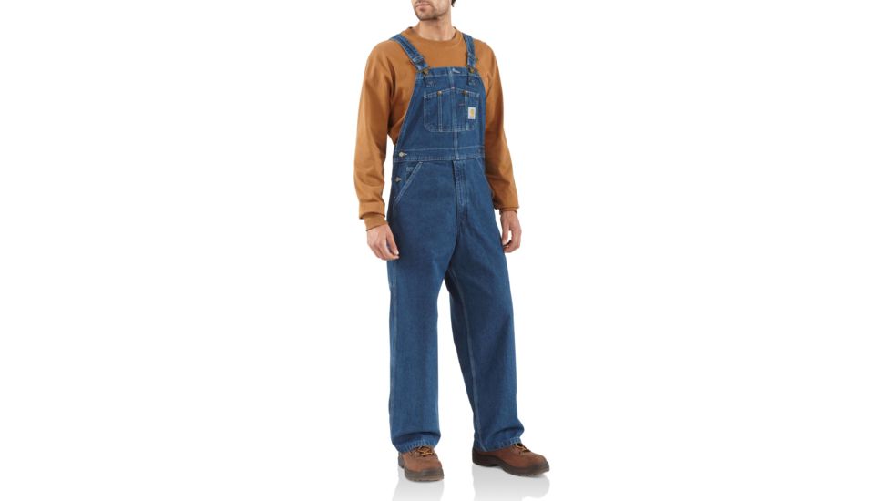 Carhartt Washed Denim Bib Overall for Mens, Darkstone, 32/28 R07-DST-28-32